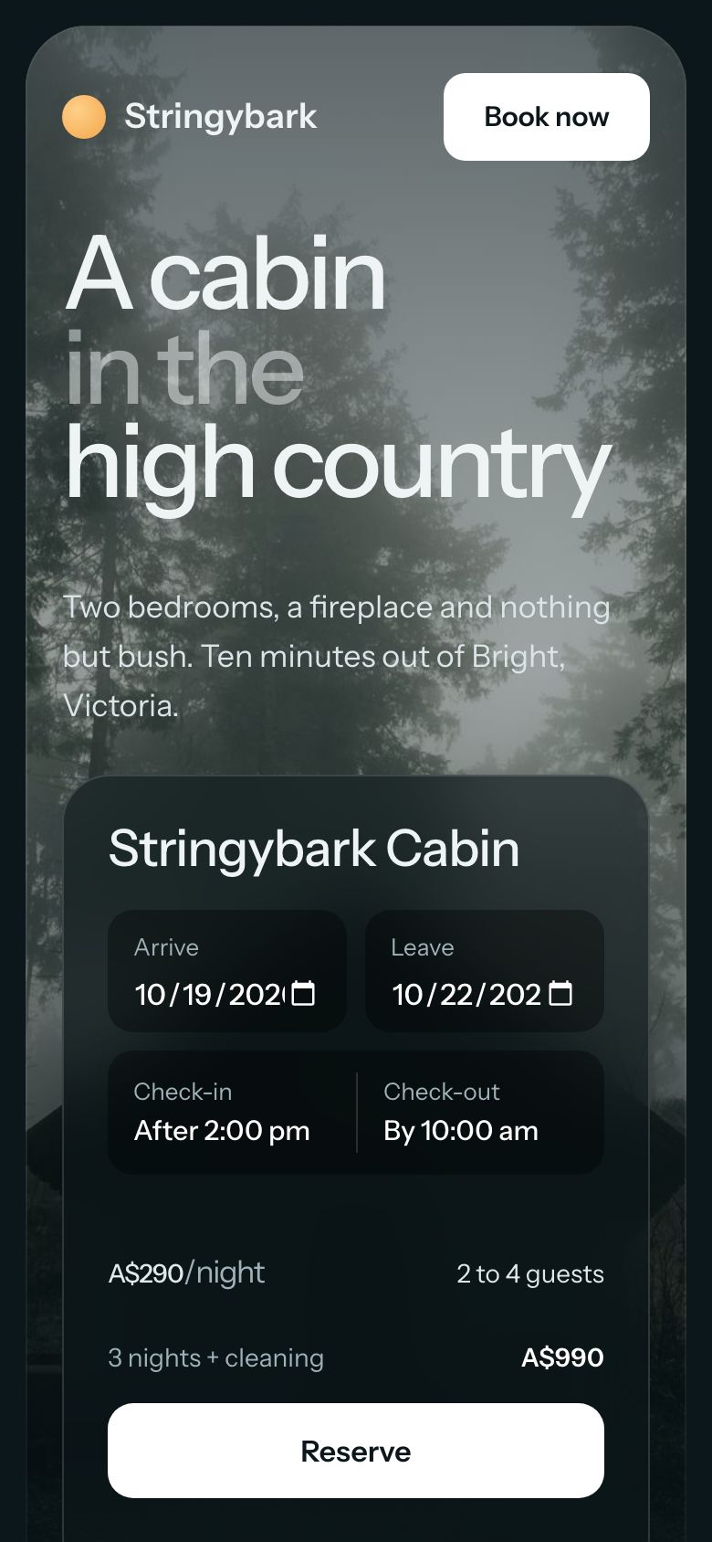 The same sample site on a phone